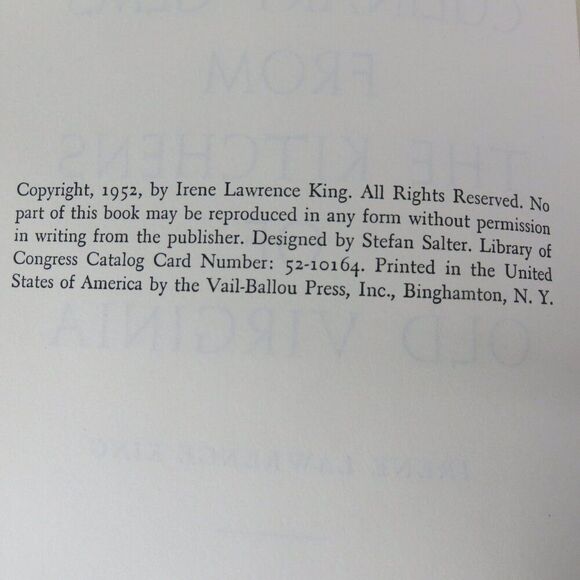 Culinary Gems Kitchens Virginia Cook Book 1952 1st Ed Deep South Cookery Booklet - Picture 3 of 9